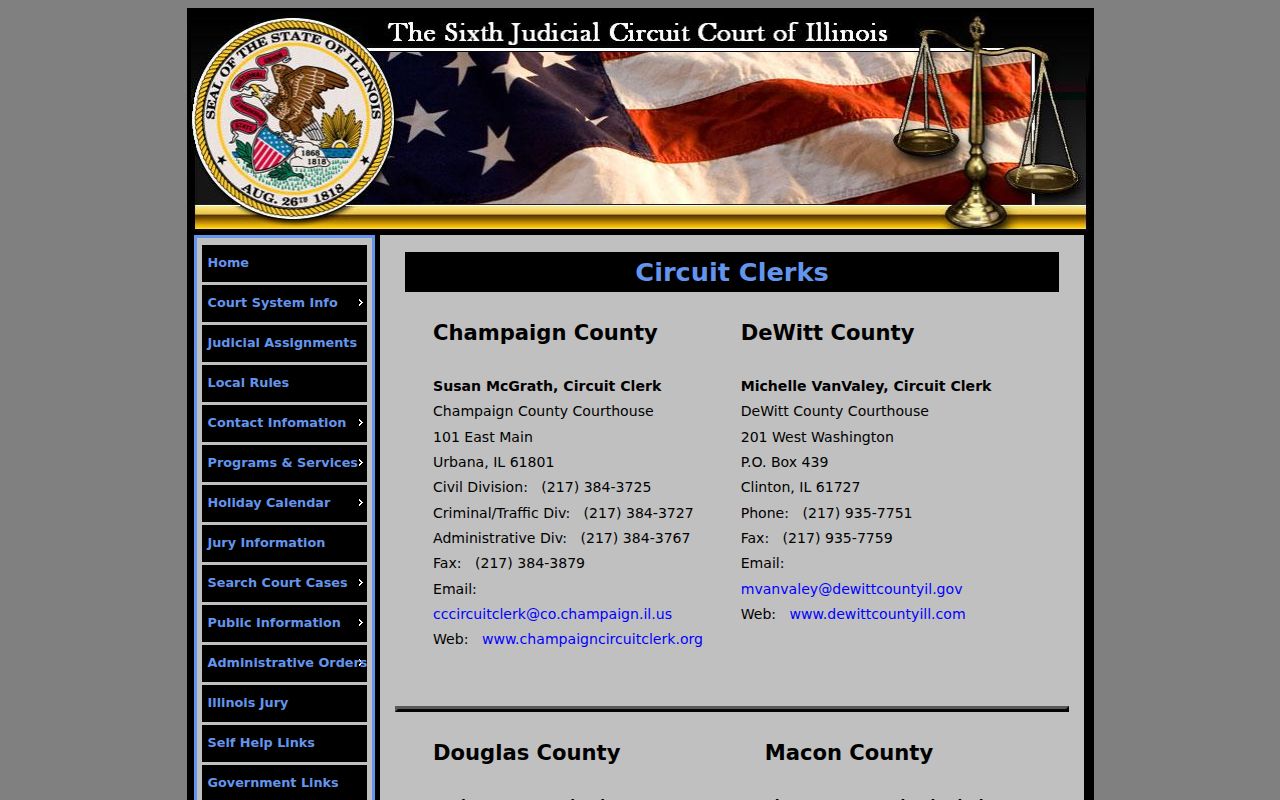 DeWitt County criminal court Circuit Clerk contact directory