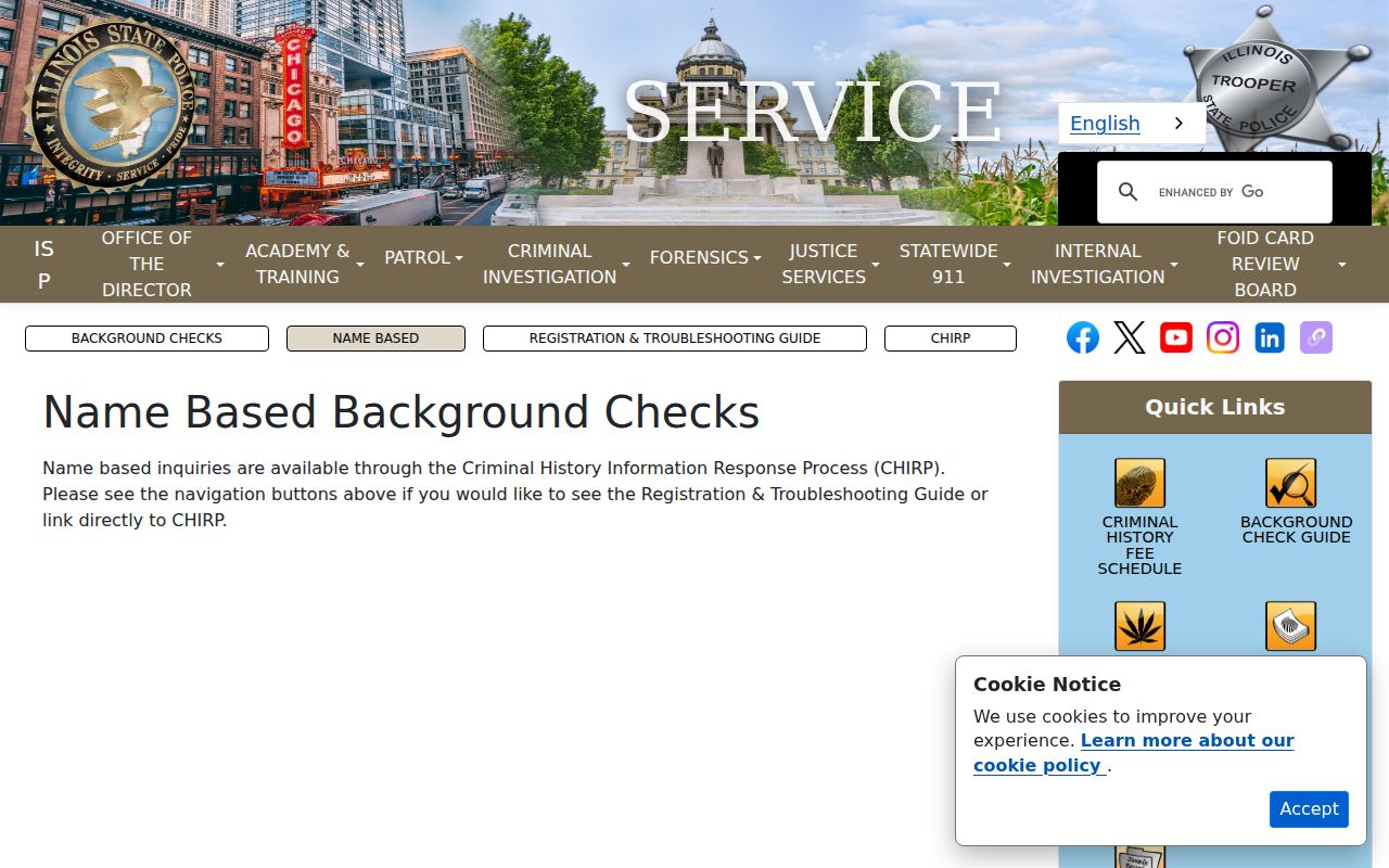 DeWitt County criminal history Illinois name check guidance